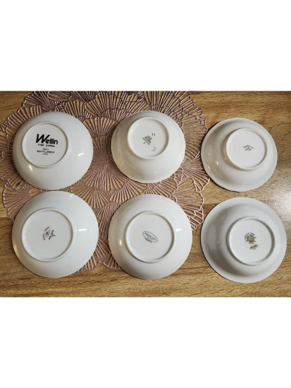 Mismatched Fine China Berry Dessert Bowls Porcelain Eclectic Set of 6